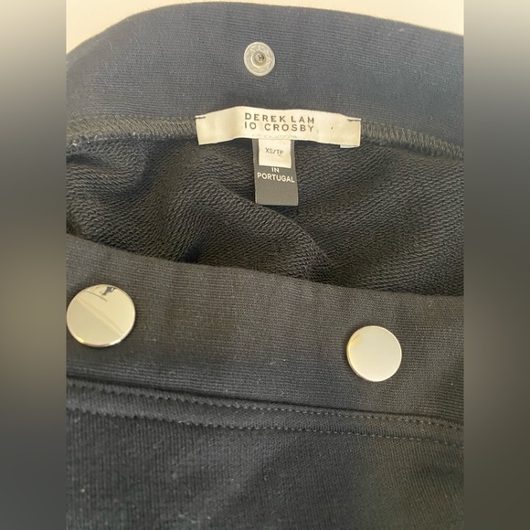 10 Crosby Derek Lam Black Asymmetrical Sweatshirt with Silver Snaps - Picture 7 of 8